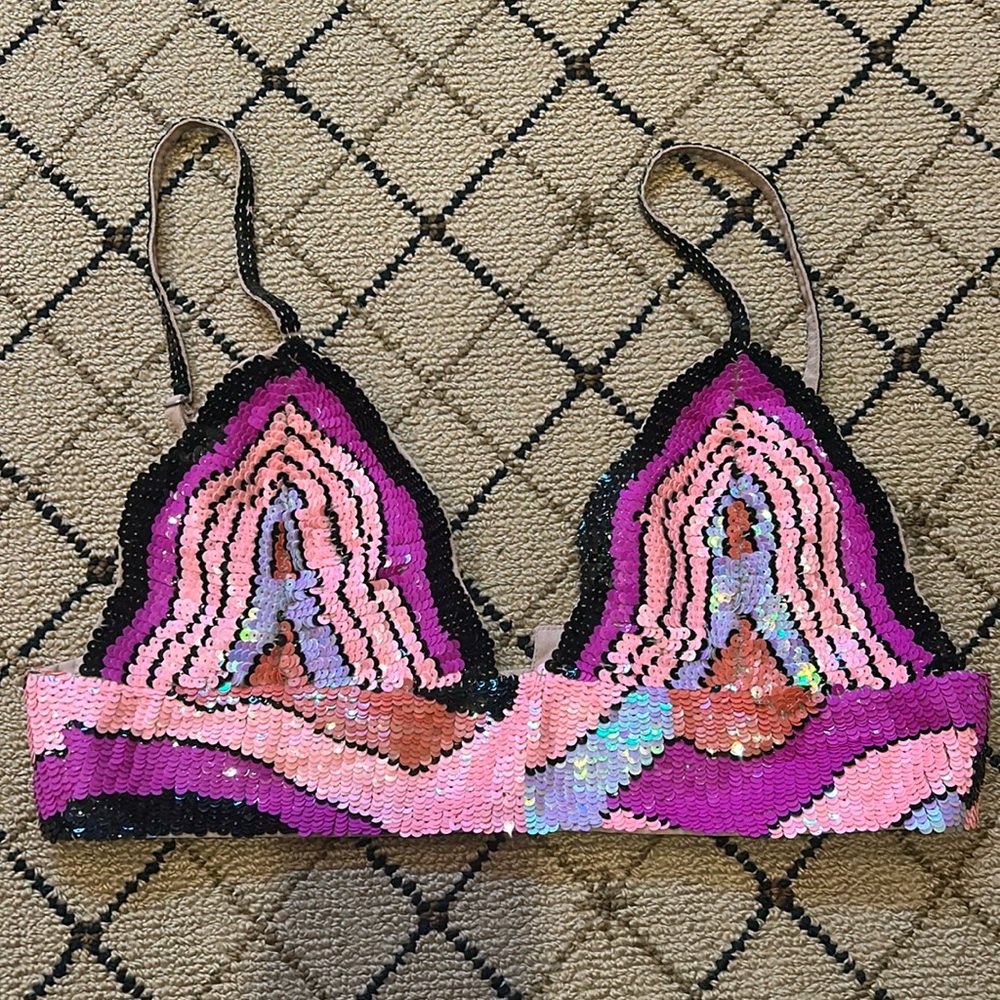 X by NBD Sequin crop bralette